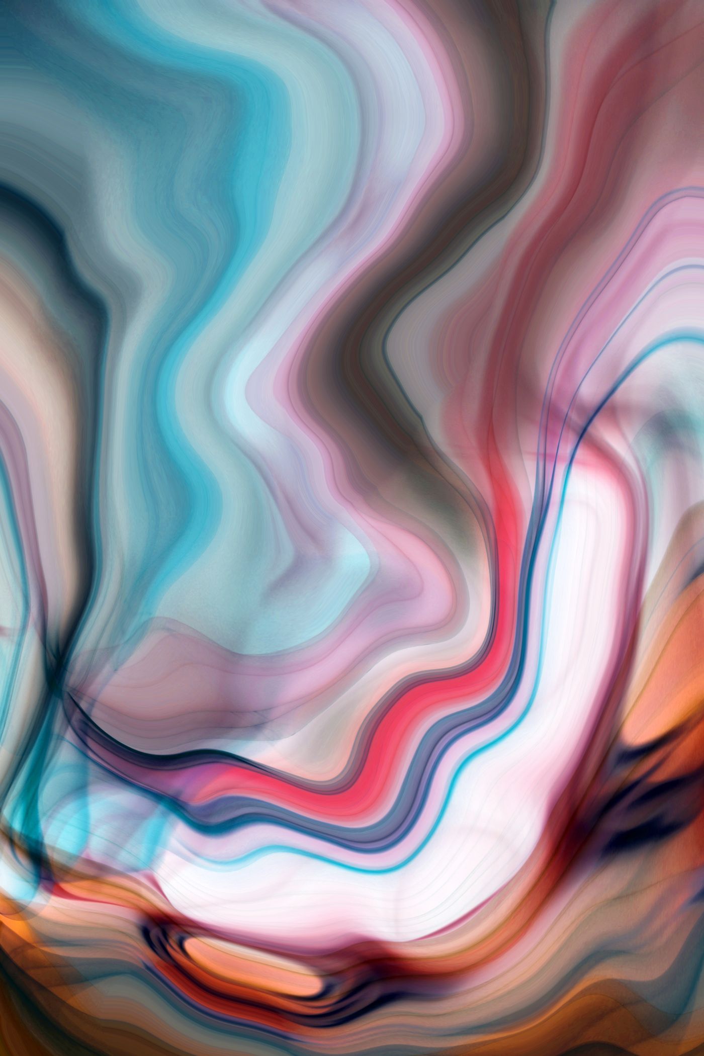 彩色流体波浪抽象画